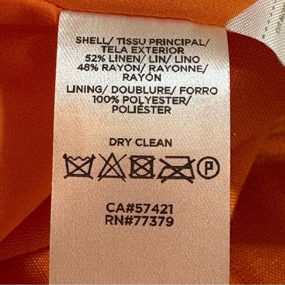 Ann Taylor Petite Linen Wrap Dress Women’s XSP Orange Sleeveless V Neck Sundress - Picture 12 of 14